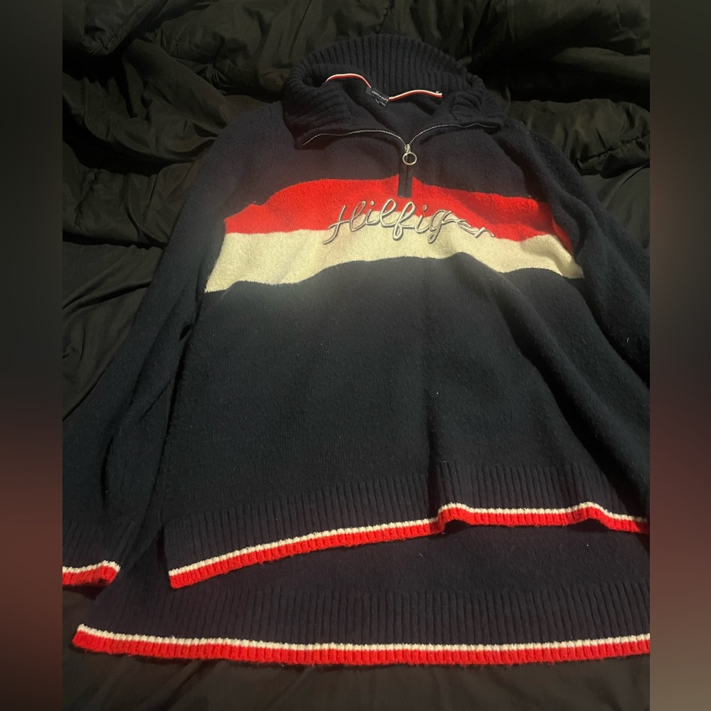 Tommy Hilfiger Black Sweater with Red Trim